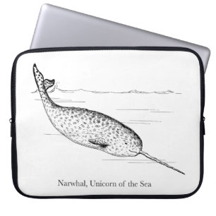 Housse Pour Ordinateur Portable Unicorne de baleine de Narwhal de la mer