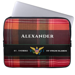 Housse Pour Ordinateur Portable US Virgin Islands Flag St. Thomas Madras Custom