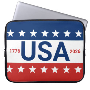 Housse Pour Ordinateur Portable USA 1776 2026 250e anniversaire Rouge Blanc Bleu