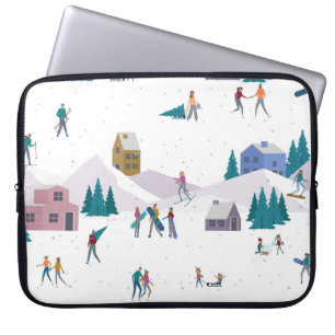 Housse Pour Ordinateur Portable Vacances des Alpes d'hiver : les gens actifs sans