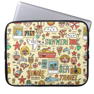 Housse Pour Ordinateur Portable Vacances d'été Vacances Voyage drôle Doodle vinta