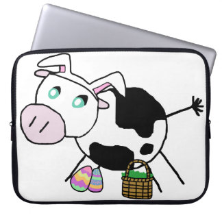 Housse Pour Ordinateur Portable Vache à lapin de Pâques
