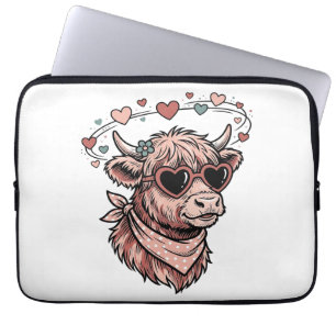 Housse Pour Ordinateur Portable Vache de la Saint-Valentin mignonne Gravure vintag