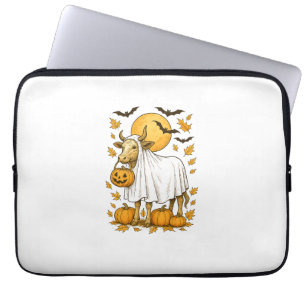 Housse Pour Ordinateur Portable Vache des Highlands Halloween en costume de fantôm