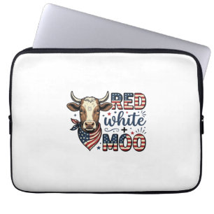 Housse Pour Ordinateur Portable Vache Patriotique Rouge Blanc Moo Chemise 4 Juille