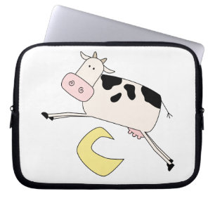 Housse Pour Ordinateur Portable Vache Saute sur la lune