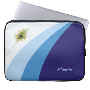 Housse Pour Ordinateur Portable Vagues abstraites dans des nuances de bleu et plum