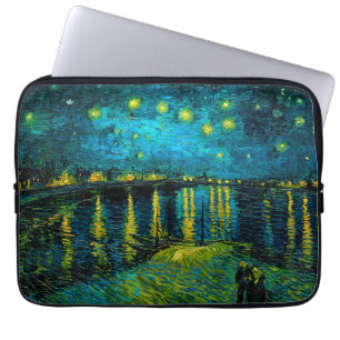 Housse Pour Ordinateur Portable Van Gogh Nuit étoilée sur le Rhône