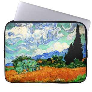 Housse Pour Ordinateur Portable Van Gogh peinture, Wheatfield avec Cypress Tree