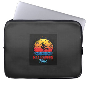 Housse Pour Ordinateur Portable Vecteur de sorcière de coucher de soleil d'Hallowe