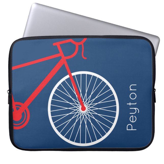 Housse Pour Ordinateur Portable Vélo rouge et blanc (Devant)