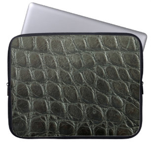 Housse Pour Ordinateur Portable Véritable alligator noir texture cuir, gros plan