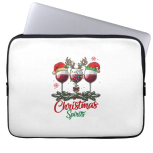 Housse Pour Ordinateur Portable Verres à vin Esprits de Noël Renne Andouillers Pi