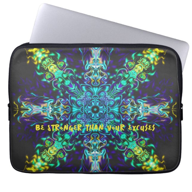 Housse Pour Ordinateur Portable Vert Turquoise Psychédélique Bohème Mandala (Devant)