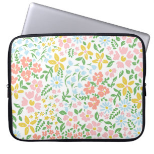 Housse Pour Ordinateur Portable Vetor motif coloré floral transparent sur un blanc
