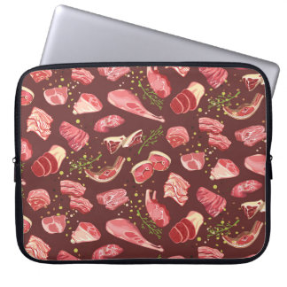 Housse Pour Ordinateur Portable Viande de porc fraîche colorée sans couture motif 