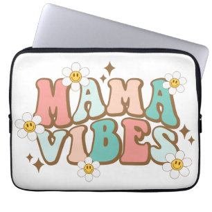 Housse Pour Ordinateur Portable Vibes de maman avec marguerites