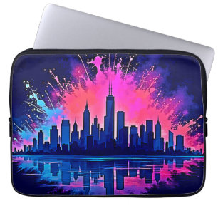 Housse Pour Ordinateur Portable Vibrant art de splash Cityscape