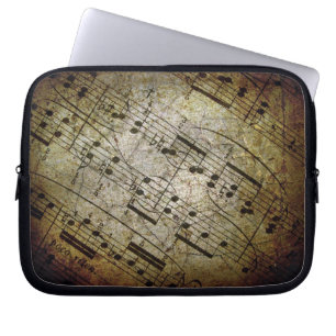 Housse Pour Ordinateur Portable Vieille illustration musicale de feuille, notes