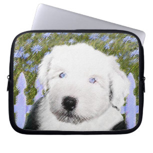 Housse Pour Ordinateur Portable Vieux anglais Sheepdog Puppy Peinture - Chien Art