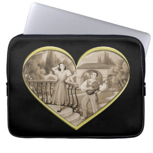 Housse Pour Ordinateur Portable Vintage couple Romance, homme et femme amour