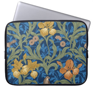 Housse Pour Ordinateur Portable Vintage fleuri sans couture motif avec iris orange