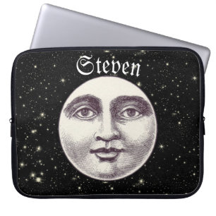Housse Pour Ordinateur Portable Vintage homme dans la lune pleine lune visage noir