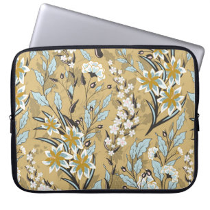 Housse Pour Ordinateur Portable Vintage motif floral transparent sur fond noir