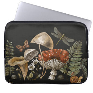 Housse Pour Ordinateur Portable Vintage mushroom with wild flower  laptop sleeve