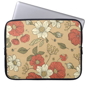 Housse Pour Ordinateur Portable Vintage pavot et fleur marguerite couture de jardi
