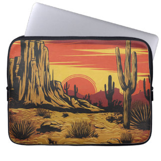 Housse Pour Ordinateur Portable Vintage Retro Sunset Arizona Désert Ouest