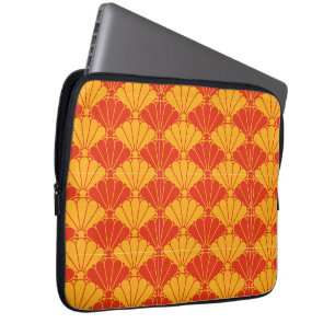 Housse Pour Ordinateur Portable Vintage rouge jaune Kiku Chrysanthemum Mon Motif