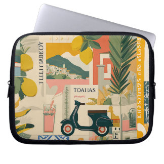 Housse Pour Ordinateur Portable Vintage Yellow Mediterranean Lemons Italian Coast 