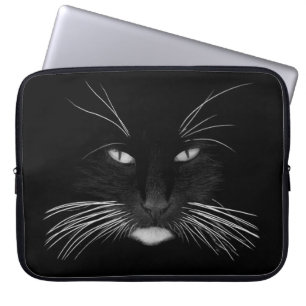 Housse Pour Ordinateur Portable Visage de chat noir