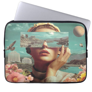 Housse Pour Ordinateur Portable Vision de paysage surréaliste, portrait féminin su