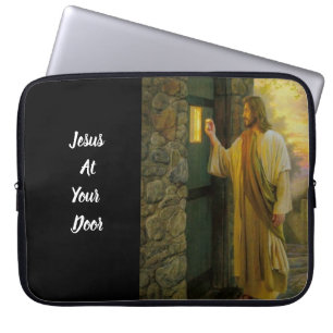 Housse Pour Ordinateur Portable Visitation à Dawn Jesus frappe sur une porte rusti