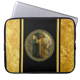 Housse Pour Ordinateur Portable Visitation à Dawn Jesus frappe sur une porte rusti
