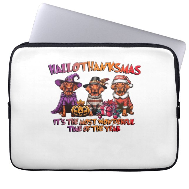 Housse Pour Ordinateur Portable Vizsla Halloween Thanksgiving Noël Classique T- (Devant)