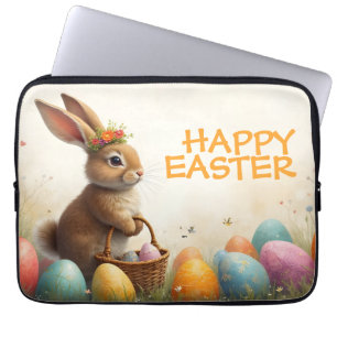 Housse Pour Ordinateur Portable Vœux de printemps du lapin de Pâques