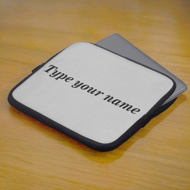 Housse Pour Ordinateur Portable Votre nom sur housse d'ordinateur portable grise (Gray laptop sleeve with your name)