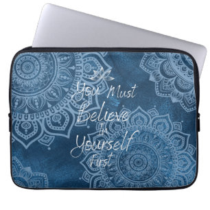 Housse Pour Ordinateur Portable Vous devez croire en vous-même Mandala bleu fo