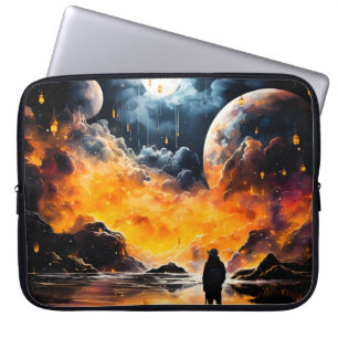 Housse Pour Ordinateur Portable Voyageur astronaute Horizon cosmique Journey