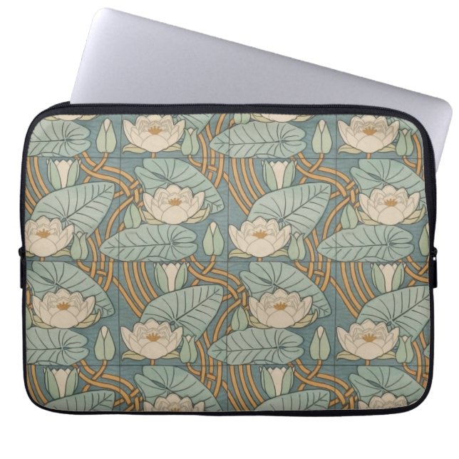 Housse Pour Ordinateur Portable Water Lys Lily Art Nouveau Nature (Devant)