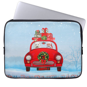 Housse Pour Ordinateur Portable West Highland White Terrier Chien avec le Père Noë