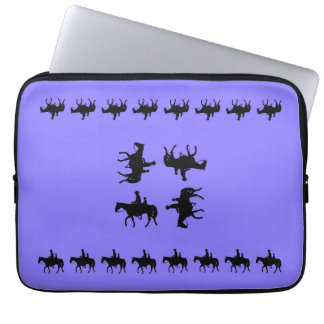 Housse Pour Ordinateur Portable Western Periwinkle - Horseback Silhouettes