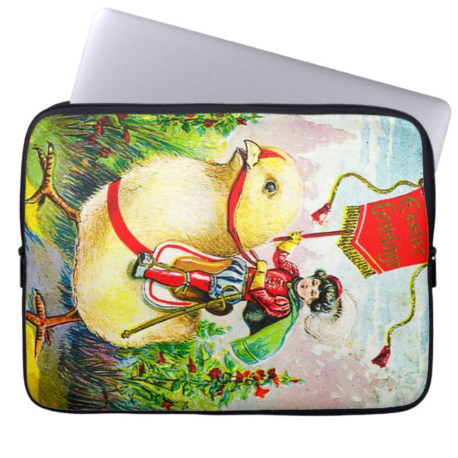 Housse Pour Ordinateur Portable Whimsical Easter Greetings: Rider on Giant Chick (Devant)
