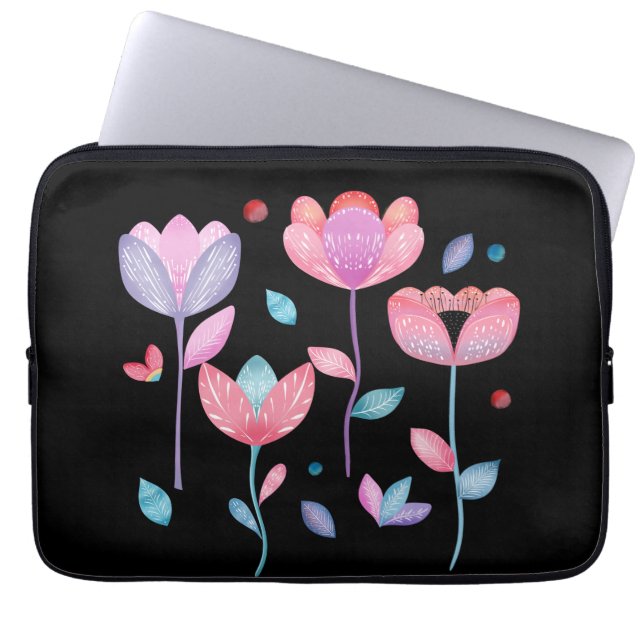Housse Pour Ordinateur Portable Whimsical Flowers  (Devant)