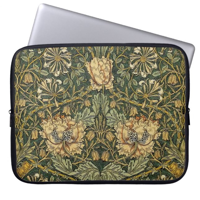 Housse Pour Ordinateur Portable William Morris Honeysuckle Vert Floral (Devant)