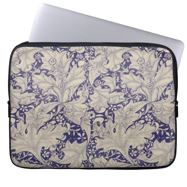 Housse Pour Ordinateur Portable William Morris Motif Giroflée Bleu Antique (Devant)