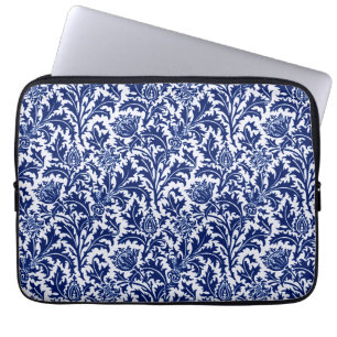 Housse Pour Ordinateur Portable William Morris Thistle Damask, Cobalt Bleu & Blanc